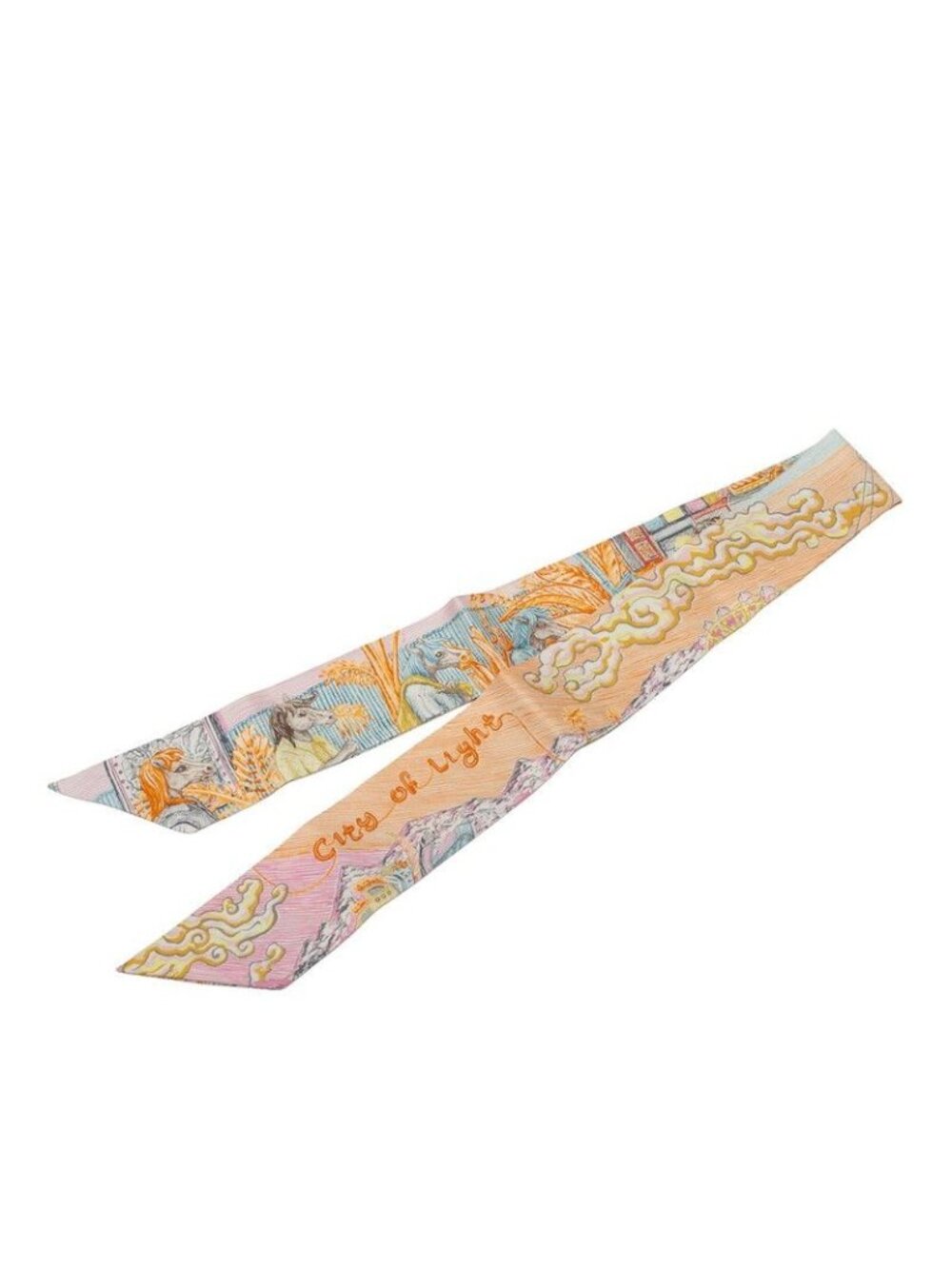 Hermes Twilly City of Light Scarf Orange Multicolor Silk